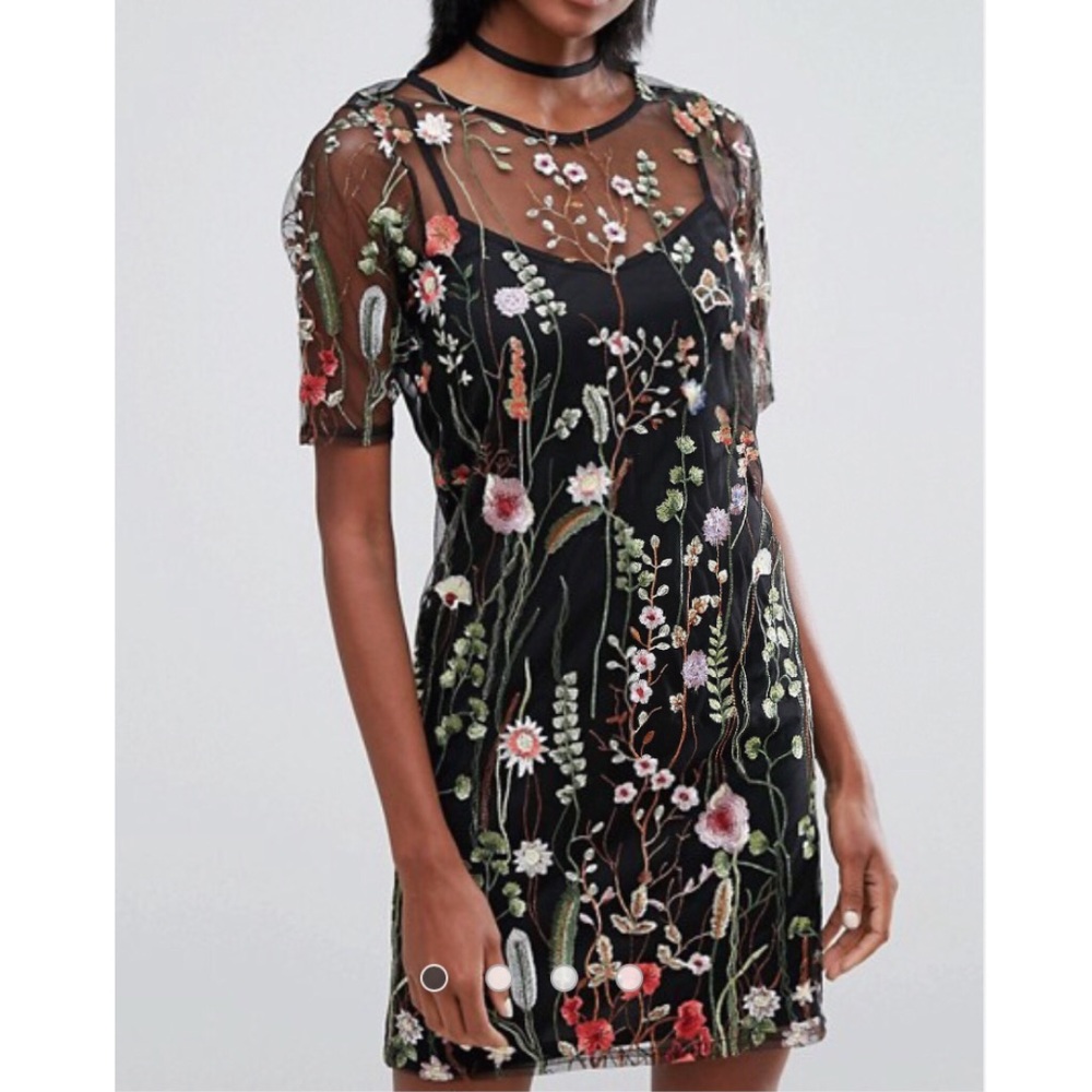 ASOS Floral Embroidered Tee Dress